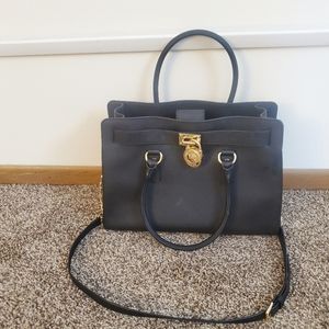 MK Hamilton Black Saffiano Leather Satchel